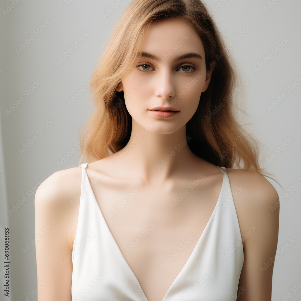 Woman closeup model portrait. Fashion beauty jewelry necklace pendant mockup Woman closeup model portrait. Fashion beauty jewelry necklace pendant mockup
