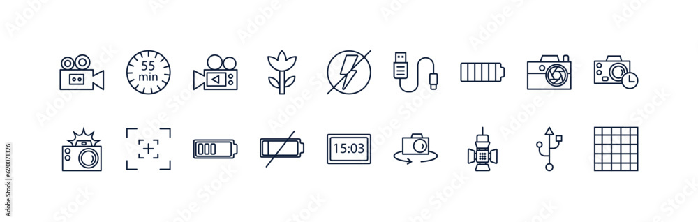 outline icons set from electronic stuff fill concept. editable vector ...