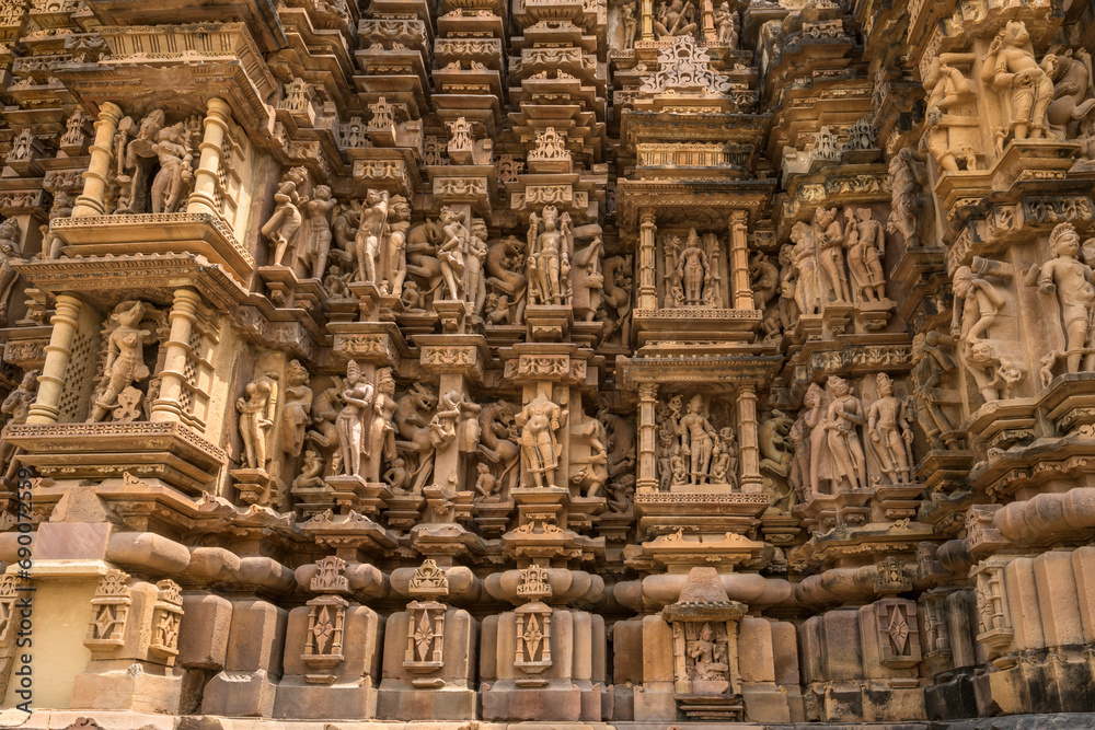 Fototapeta premium he Khajuraho Group of Monuments are a group of Hindu and Jain temples in Chhatarpur district, Madhya Pradesh, India. its an a UNESCO World Heritage Site.