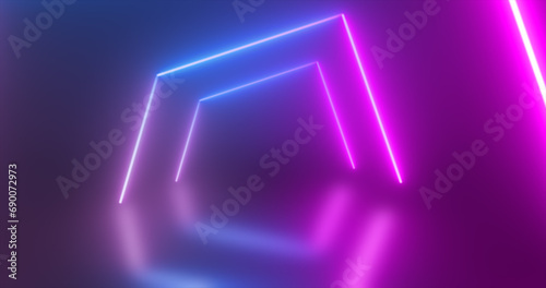 Abstract tunnel neon blue and purple energy glowing from lines background