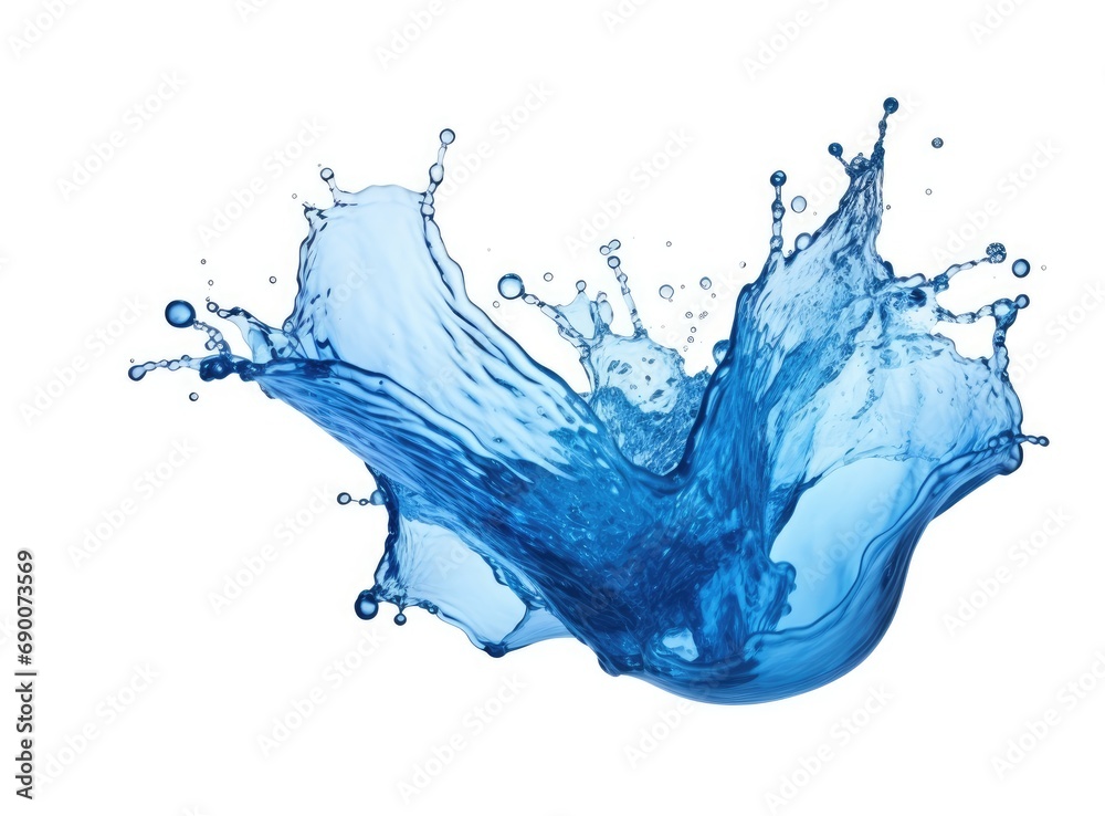 Obraz premium A dynamic blue water splash on a white background.