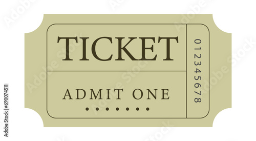 Ticket, Admit one ticket isolated