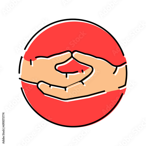 dhyana mudra buddhism color icon vector. dhyana mudra buddhism sign. isolated symbol illustration