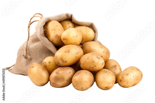  Potatoes in a burlap bag on a transparent background