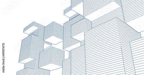 abstract modular architecture 3d illustration