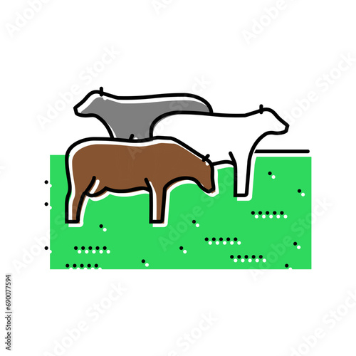 cow grazing color icon vector. cow grazing sign. isolated symbol illustration