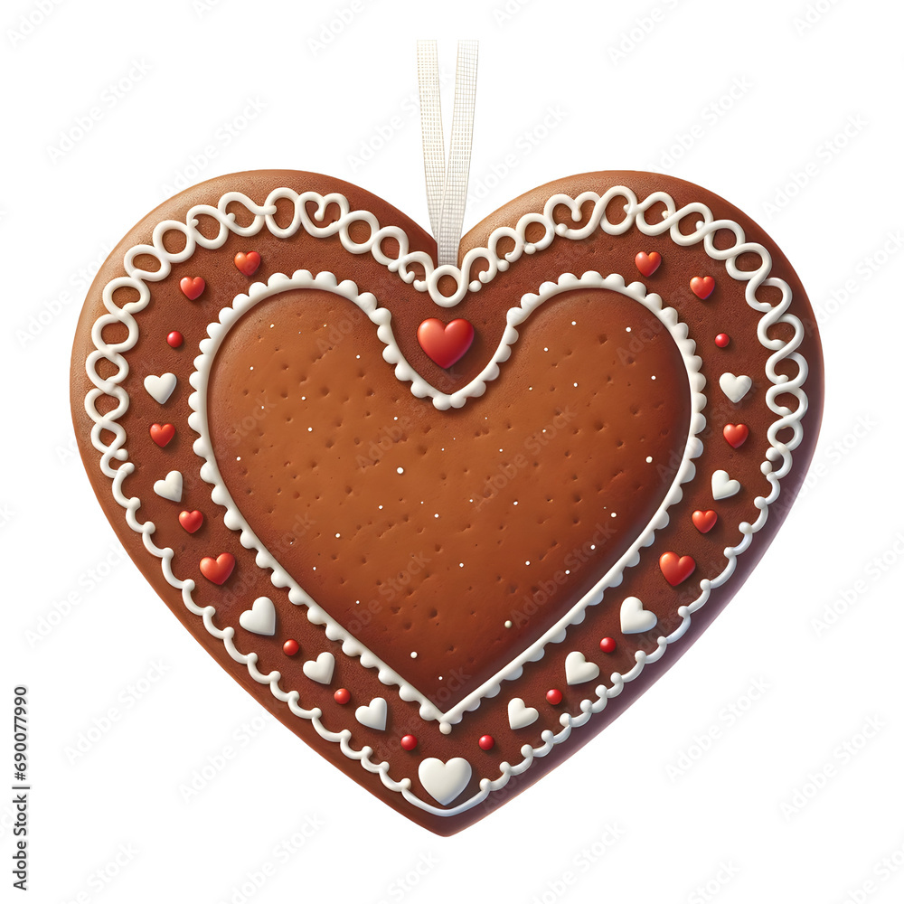 Obraz premium gingerbread heart with icing sugar and without text
