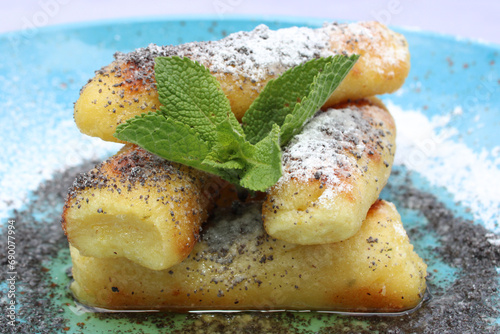 baked apple pie with mint