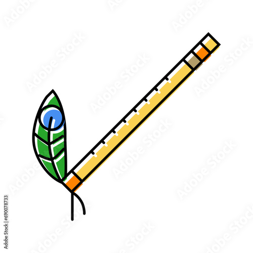 krishna flute hinduism color icon vector. krishna flute hinduism sign. isolated symbol illustration
