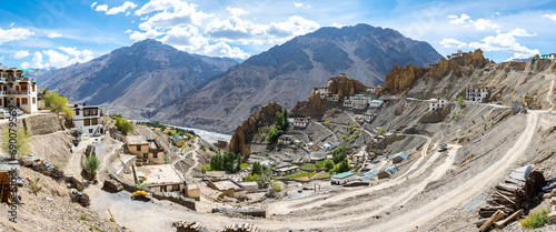 panoramic view of dhankar monastery in spiti valley, india