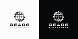 Gear globe vector logo design