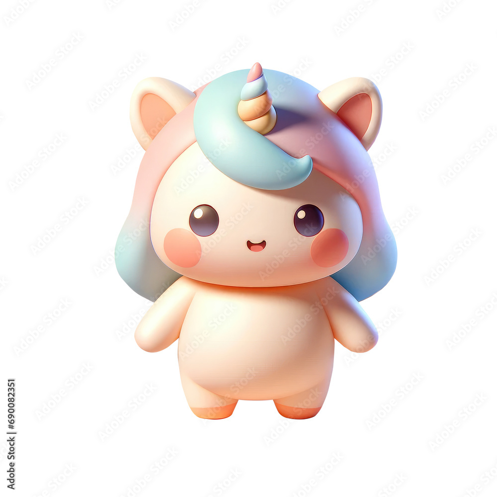 Fototapeta premium Cute baby unicorn. water colour and clipart, Generative AI