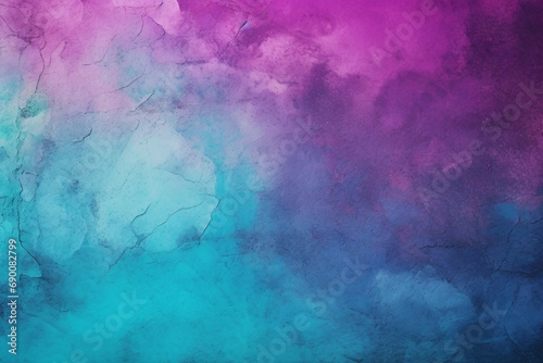 Purple and teal blue grunge concrete wall background