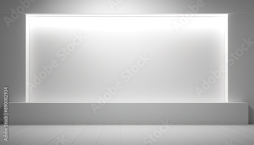 Mock-up with clean and minimalist background, elegant white panels, hidden lighting and shadows