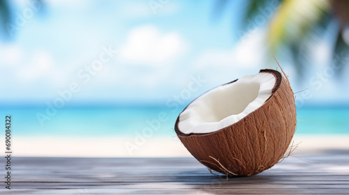 exotic coconut on a blurred background. ai generative