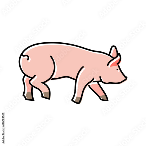 running pig farm color icon vector. running pig farm sign. isolated symbol illustration