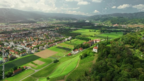 Maribor cityscape aerial view on a sunny day in Slovenia photo