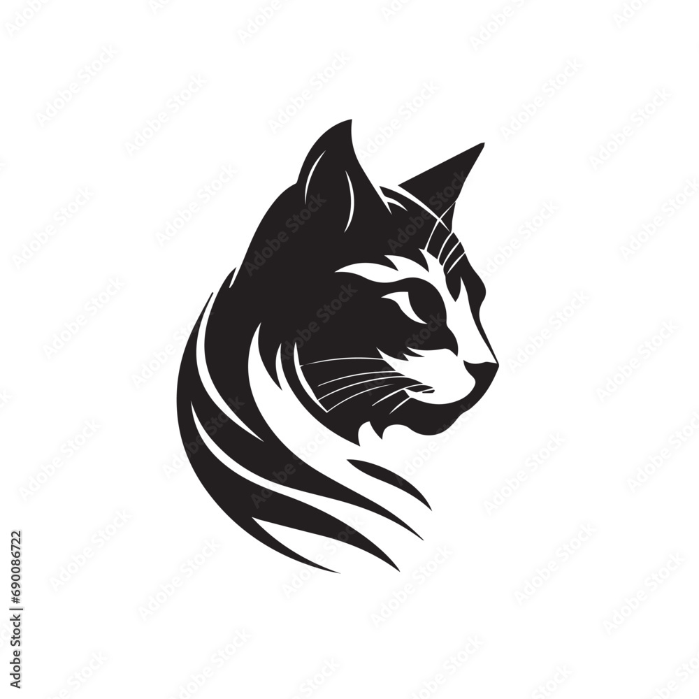 Fototapeta premium Cat in cartoon, doodle style. Isolated 2d vector illustration in logo, icon, sketch style, Eps 10, black and white. AI Generative