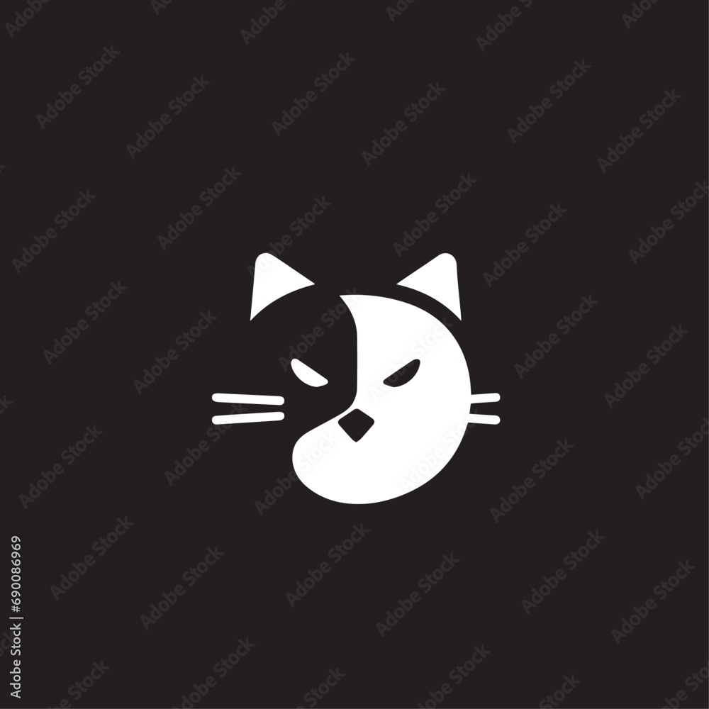 Fototapeta premium Cat in cartoon, doodle style. Isolated 2d vector illustration in logo, icon, sketch style, Eps 10, black and white. AI Generative