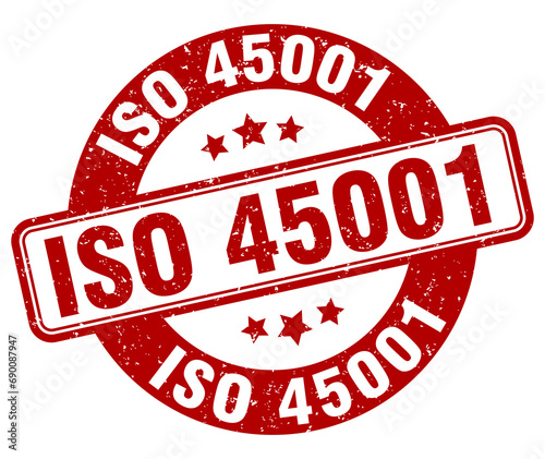 iso 45001 stamp. iso 45001 label. round grunge sign