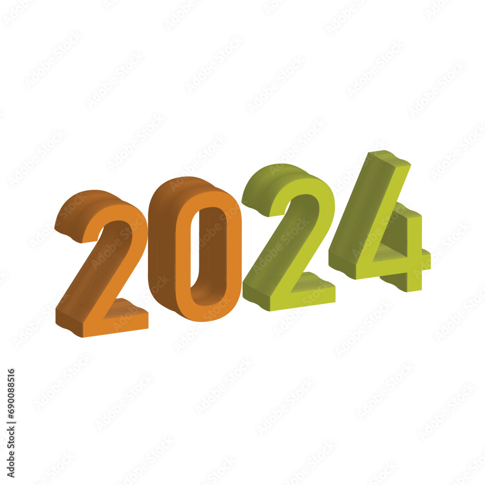 3d render 2024 text, new year background, vector 3d render 2024 text, new year background, vector
