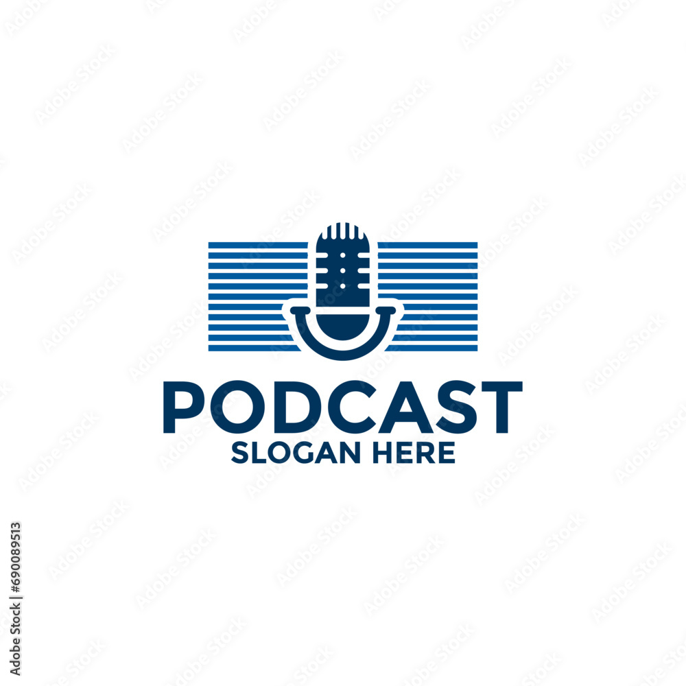 Podcast or Radio or Music Logo design using Microphone, Podcast logo vector template Podcast or Radio or Music Logo design using Microphone, Podcast logo vector template
