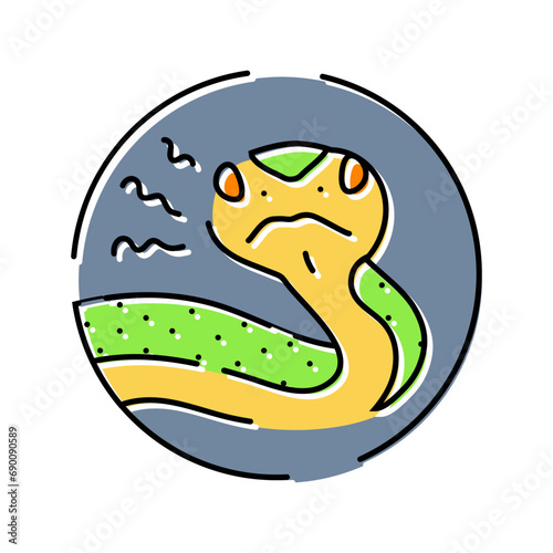 snake hissing animal color icon vector. snake hissing animal sign. isolated symbol illustration