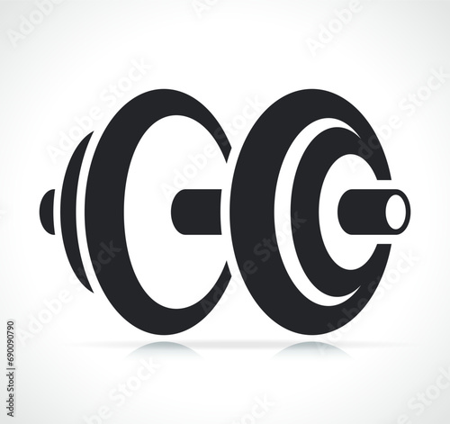 dumbbell or barbell icon isolated