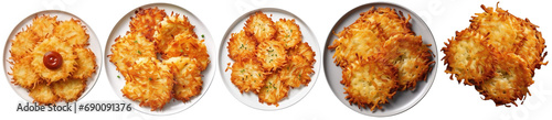 top view of a plate of Crispy hash browns