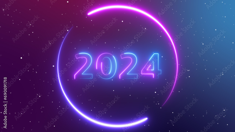 Neon blue and purple 2024 4K of Traveling through star fields space supernova colorful light glowing.Space Nebula background moving motion graphic with stars space rotation nebula Happy new year 2024 Neon blue and purple 2024 4K of Traveling through star fields space supernova colorful light glowing.Space Nebula background moving motion graphic with stars space rotation nebula Happy new year 2024