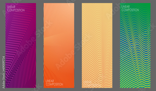 Colorful linear composition. A set of layouts for the design of banners, posters and posters. Template for book covers, brochures, booklets and catalogs. An idea for creative design