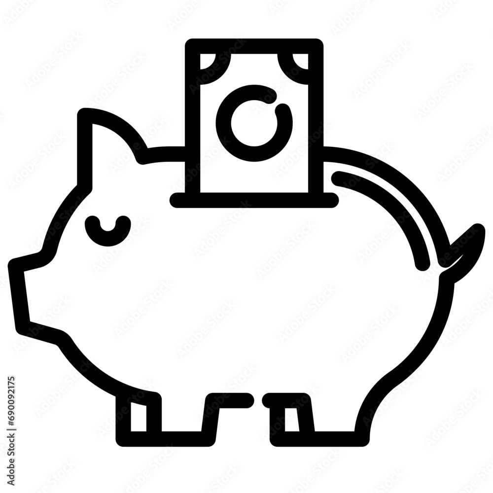 piggy bank dollar. vector single icon with a dashed line style. suitable for any purpose. for example: website design, mobile app design, logo, etc. piggy bank dollar. vector single icon with a dashed line style. suitable for any purpose. for example: website design, mobile app design, logo, etc.