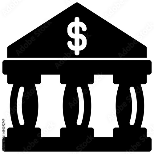 bank building. vector single icon with a solid style. suitable for any purpose for example: website design, mobile app design, logo, and anything.