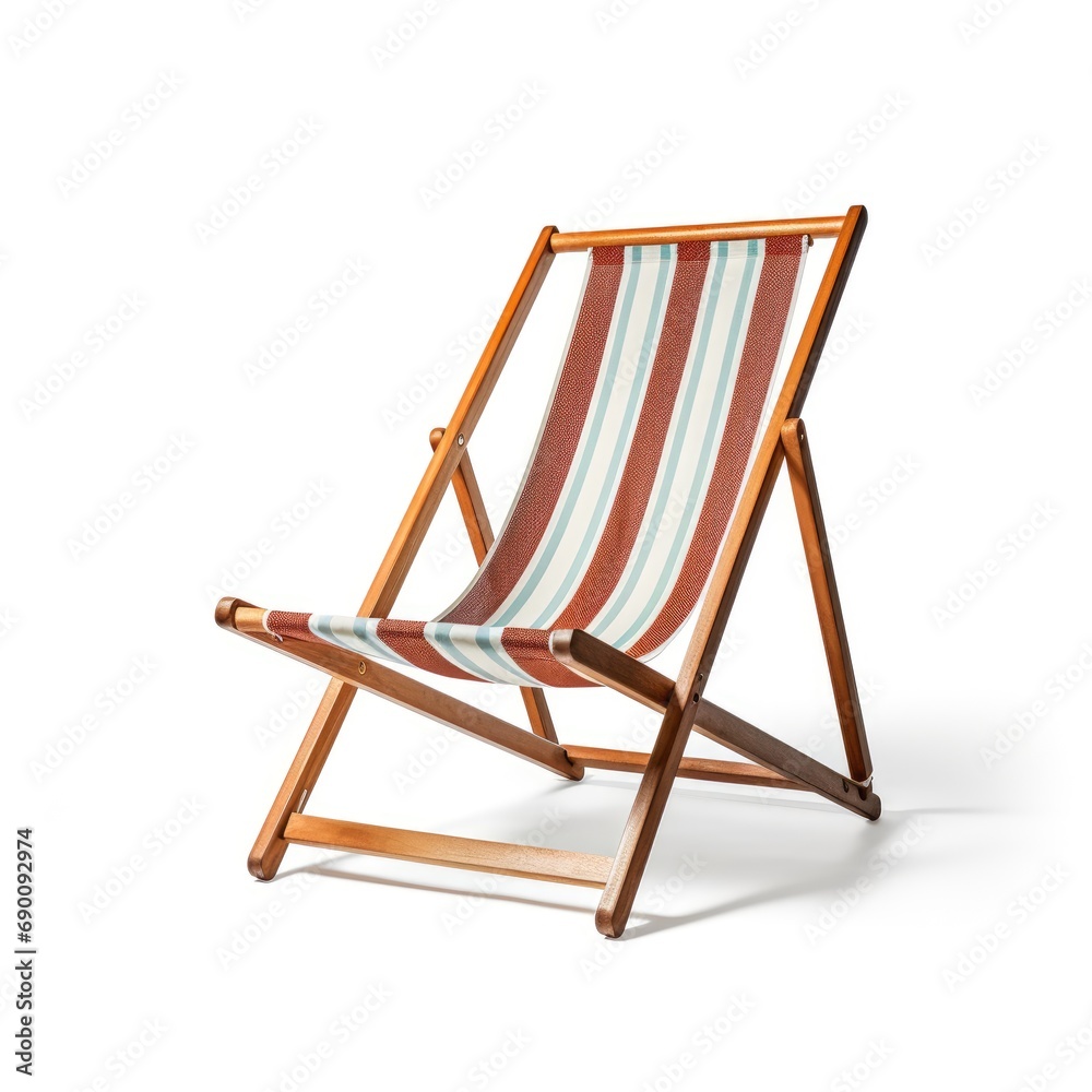 Earthy Striped Deck Chair Isolated on White