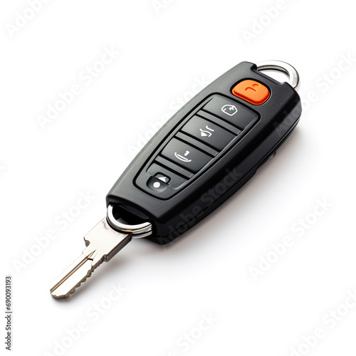 Modern car flip key with trinket isolated on white, AI Generative.