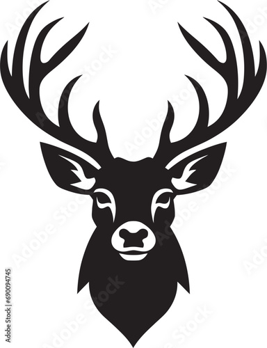 Wilderness Icon Deer Head Logo Design Icon Stately Antlers Deer Head Emblem Vector Design © BABBAN