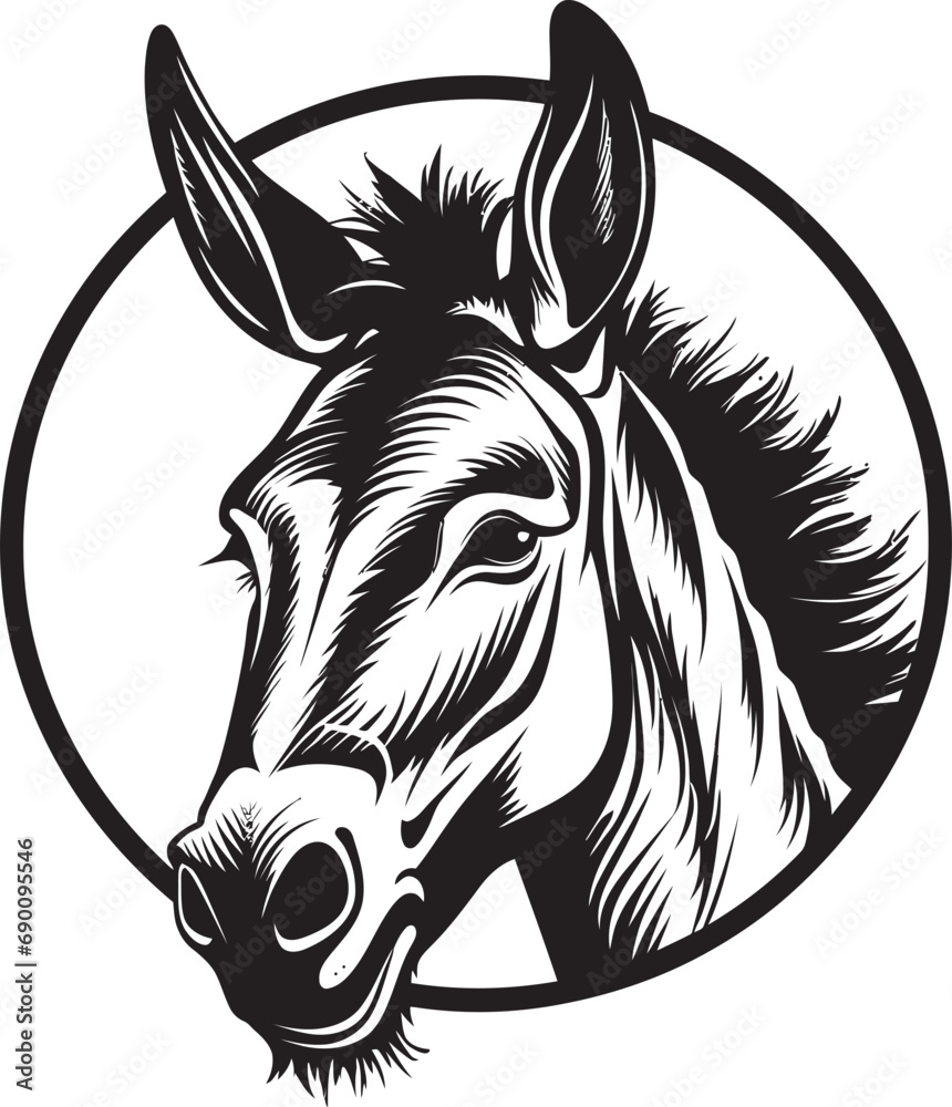 Equine Emblem: Donkey Logo Design Hoofed Honor: Donkey Iconic Emblem