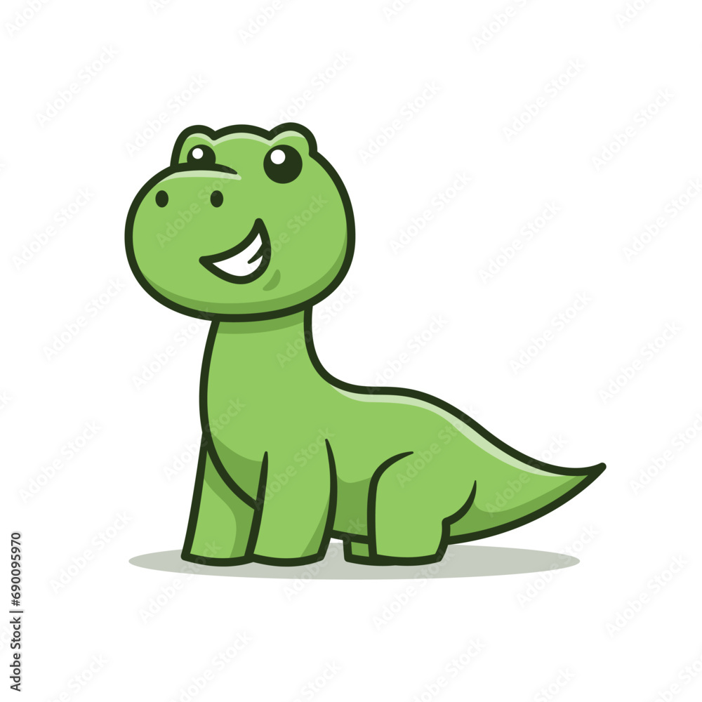 Fototapeta premium Cute Dino Cartoon Vector Illustration Isolated On White Background