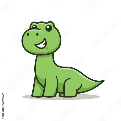 Cute Dino Cartoon Vector Illustration Isolated On White Background