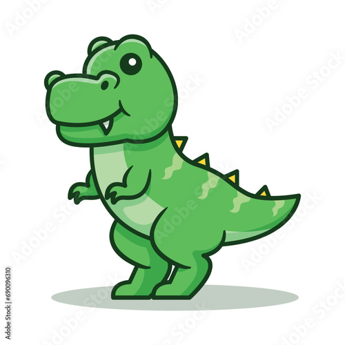 Cute Trex Dinosaur Cartoon Vector Illustration Isolated On White Background
