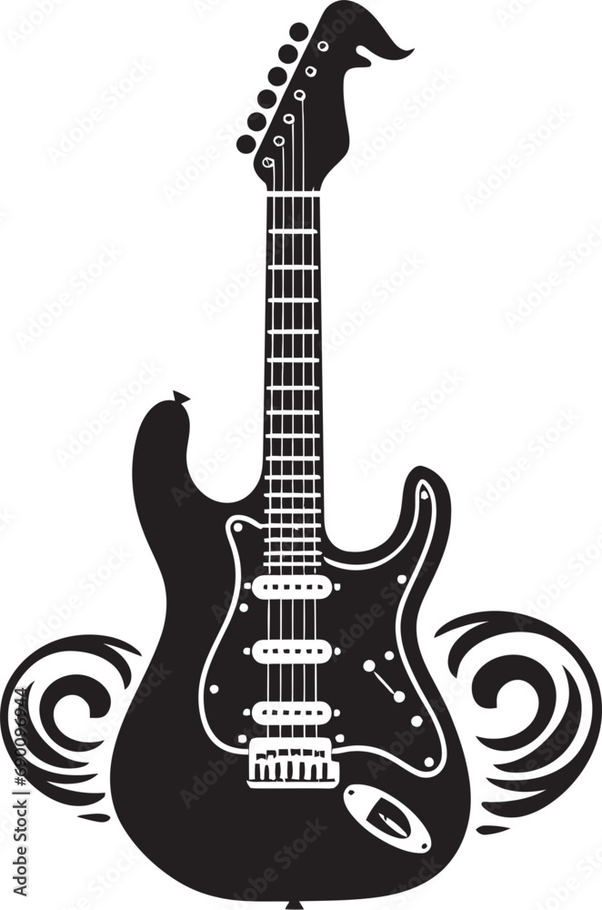 Obraz premium Fretwork Fantasia Guitar Icon Design Icon Acoustic Artistry Guitar Logo Vector Graphic