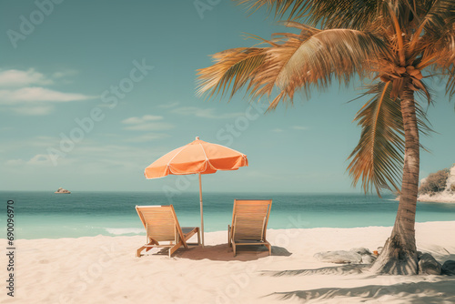 Sunbathers relax on a tropical beach - soaking in the sun's heat on sandy shores - epitomizing summer vibes and sunny relaxation.