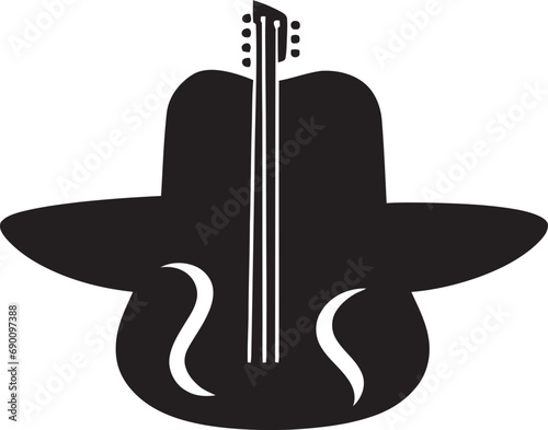 Serene Soundscapes Guitar Vector Emblem Harmonic Horizon Iconic Guitar Logo