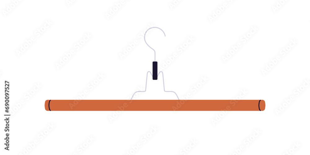 Empty straight hanger. Wooden accessory for garment storage. Wood item for hanging apparel, clothes. Flat vector illustration isolated on white background Empty straight hanger. Wooden accessory for garment storage. Wood item for hanging apparel, clothes. Flat vector illustration isolated on white background