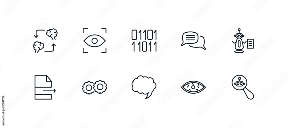 outline icons set from ai and future technology concept. editable ...