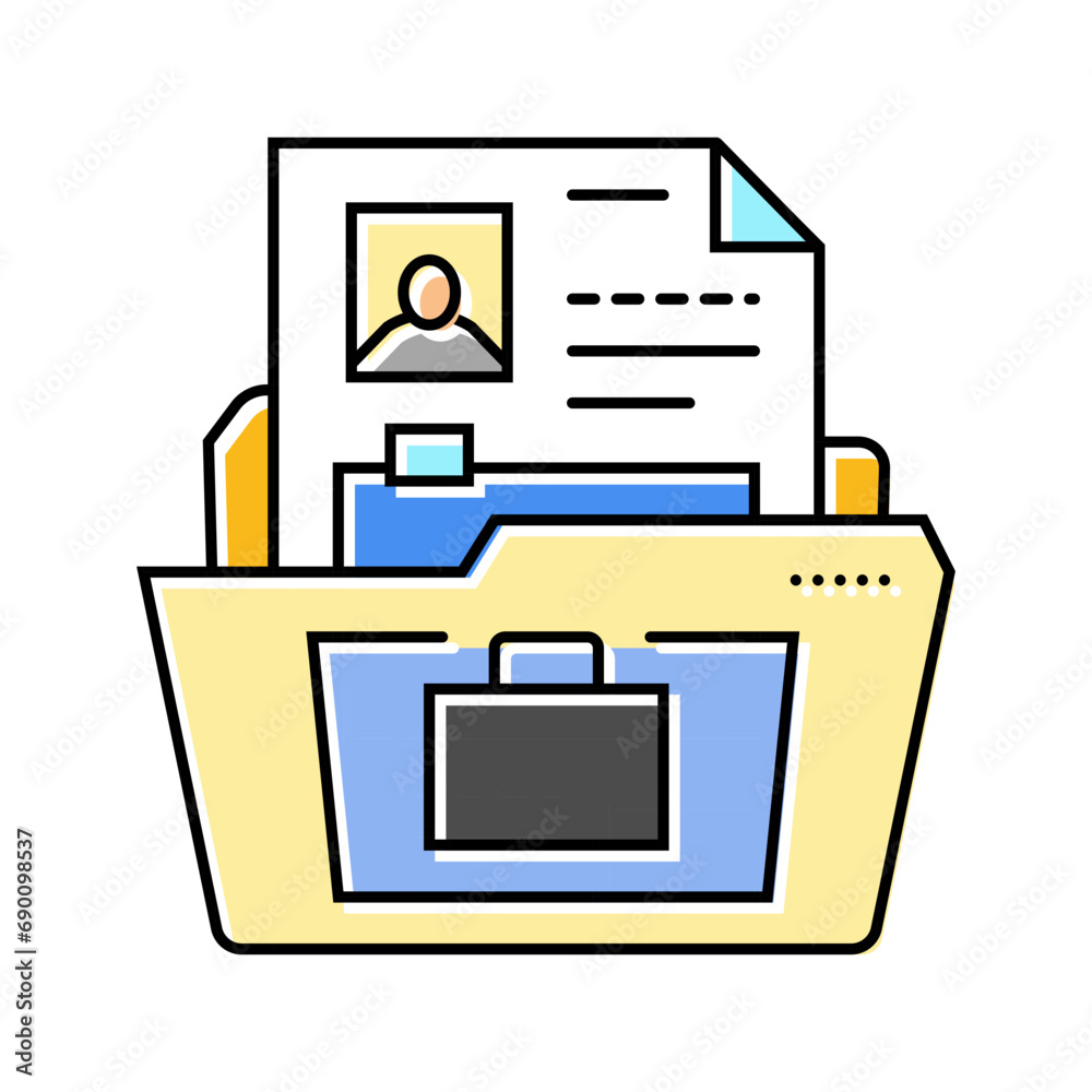 portfolio folder interview job color icon vector. portfolio folder interview job sign. isolated symbol illustration