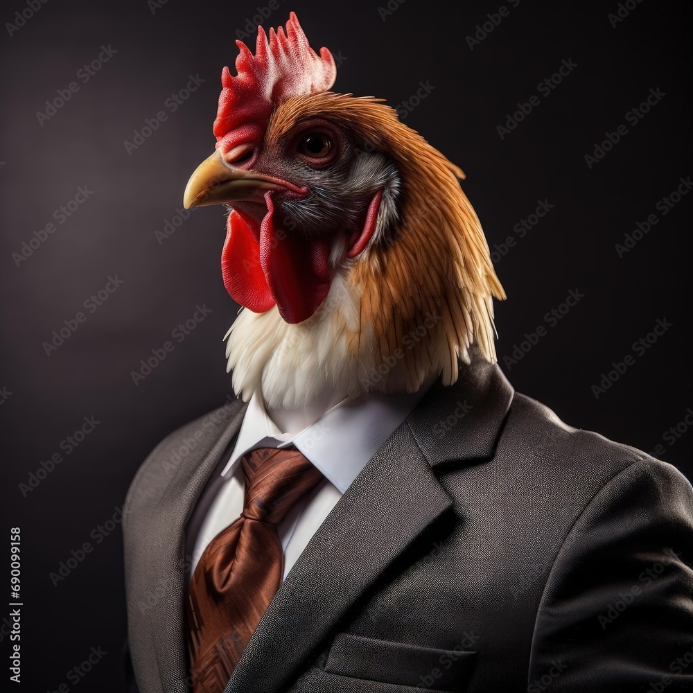 Rooster in suit and tie