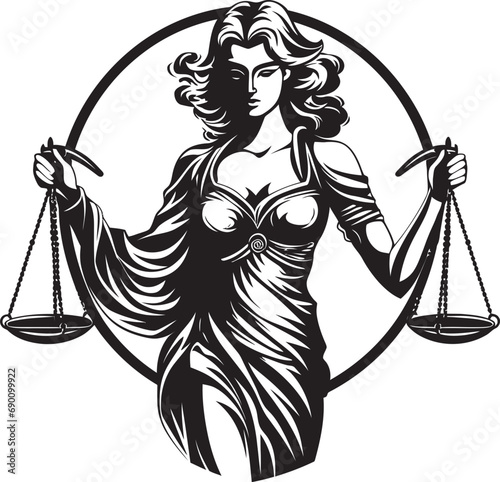 Symbolic Serenity: Lady of Justice Icon Scales Sovereignty: Logo of Justice Lady