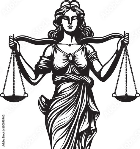 Equality Essence: Justice Lady Logo Righteous Ruler: Justice Lady Vector