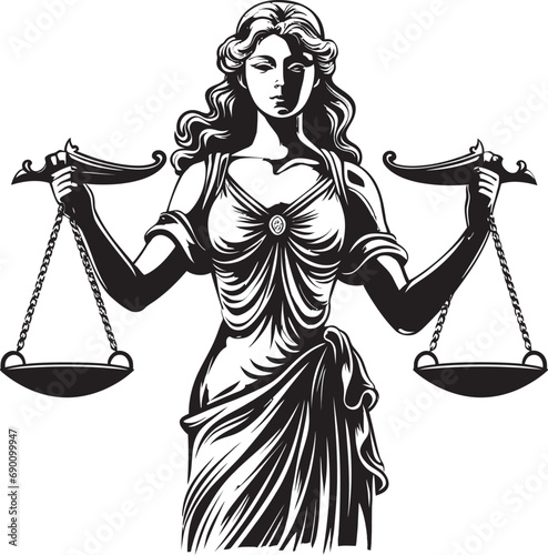 Scales Sovereignty: Logo of Justice Lady Ethical Equity: Justice Lady Vector